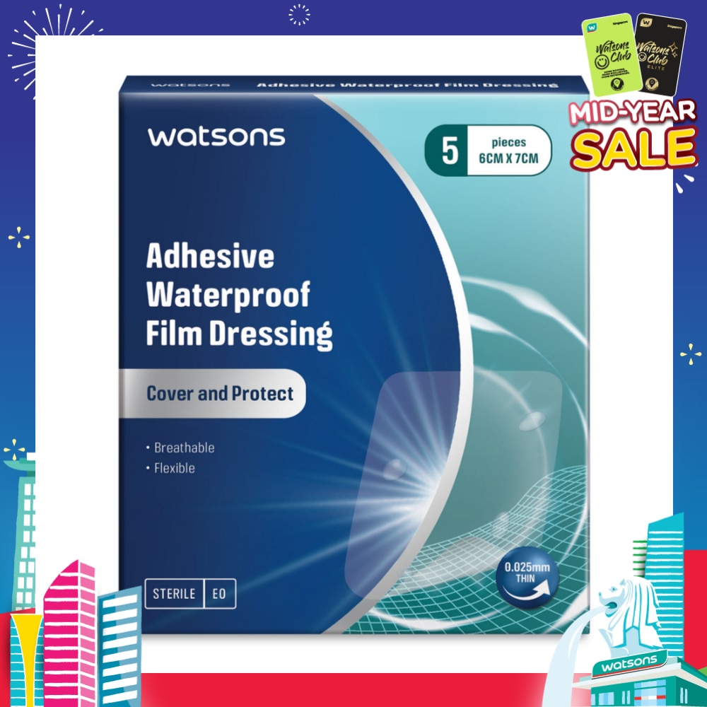 Adhesive Waterproof Film Dressing (Cover And Protect, Breathable, Flexible) 6cm X 7cm 5s