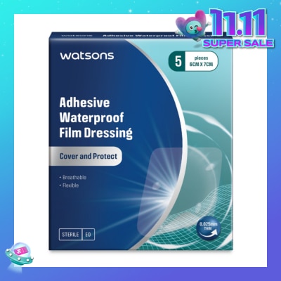 WATSONS Adhesive Waterproof Film Dressing (Cover And Protect, Breathable, Flexible) 6cm X 7cm 5s