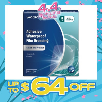 WATSONS - Adhesive Waterproof Film Dressing (Cover And Protect, Breathable, Flexible) 6cm X 7cm 5s