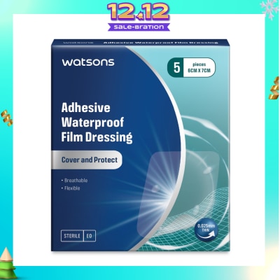 WATSONS Adhesive Waterproof Film Dressing (Cover And Protect, Breathable, Flexible) 6cm X 7cm 5s