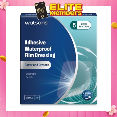 WATSONS Adhesive Waterproof Film Dressing (Cover And Protect, Breathable, Flexible) 6cm X 7cm 5s