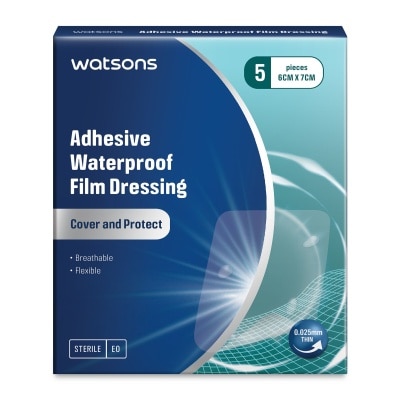 WATSONS Adhesive Waterproof Film Dressing (Cover And Protect, Breathable, Flexible) 6cm X 7cm 5s