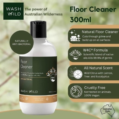 WASH WILD Floor Cleaner (Antibacterial, Kills 99.9% Of Germs Naturally)  300ml