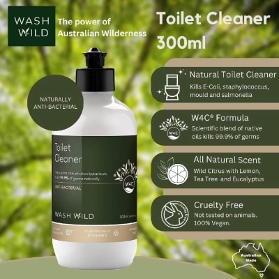 WASH WILD Toilet Cleaner (Antibacterial, Kills 99.9% Of Germs Naturally) 300ml