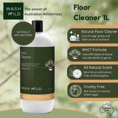 WASH WILD Floor Cleaner (Antibacterial, Kills 99.9% Of Germs Naturally)  1000ml