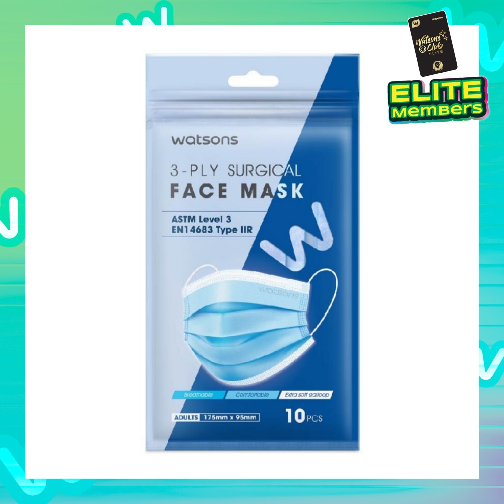 3ply Surgical Face Mask Adults 175mm X 95mm (Astm Level 3 EN14683) 10s