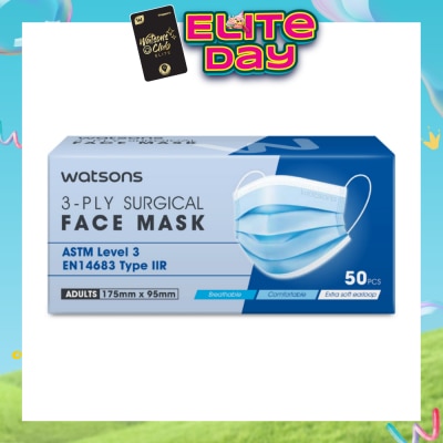 WATSONS - 3-Ply Surgical Face Mask ASTM Level 3 EN14683 Type IIR 50s