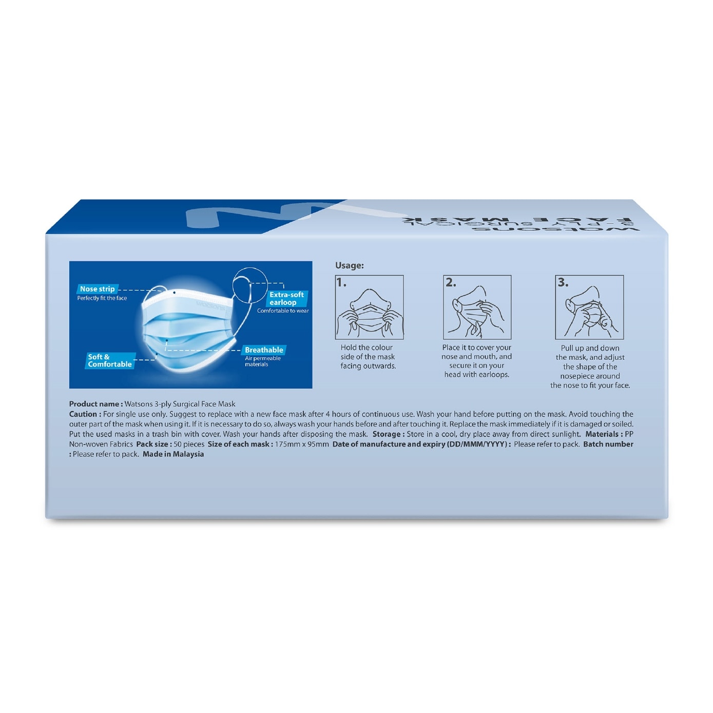 3-Ply Surgical Face Mask ASTM Level 3 EN14683 Type IIR 50s