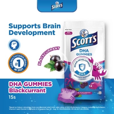 SCOTT'S DHA Gummies for Brain Development Blackcurrant Flavour (Supports Immunity) 15s (Expiry: Aug`2026)
