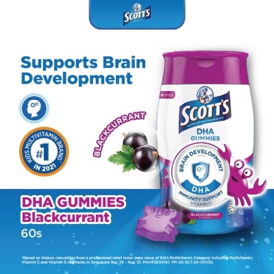 SCOTT'S DHA Gummies Blackcurrant Flavour 60 Gummies (Expiry: Aug`2026)