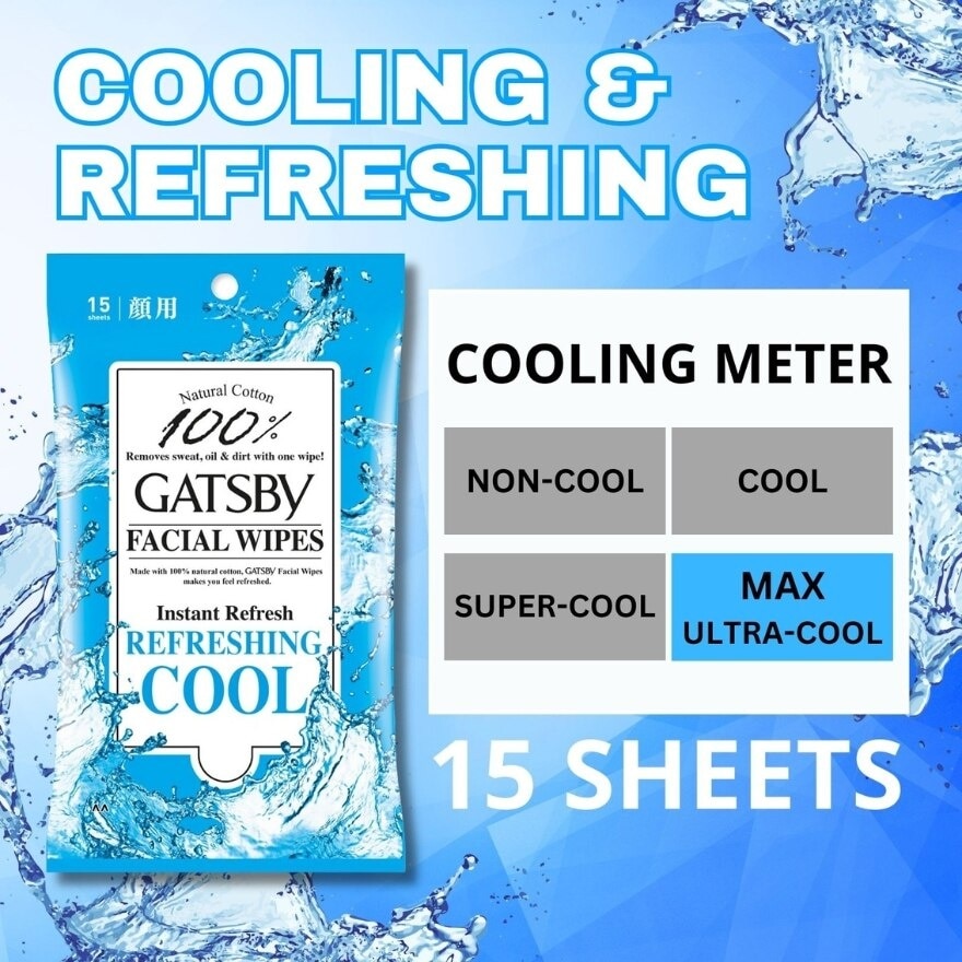 Gatsby Facial Paper Wipes 15s<BR>