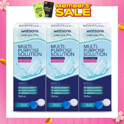 WATSONS Multi Purpose Solution (Extra Comfort, Made In Singapore, Lens Case Included) 360ml X 3s