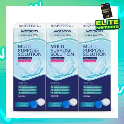 WATSONS Multi Purpose Solution (Extra Comfort, Made In Singapore, Lens Case Included) 360ml X 3s