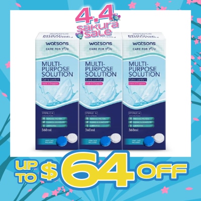 WATSONS - Multi Purpose Solution (Extra Comfort, Made In Singapore, Lens Case Included) 360ml X 3s