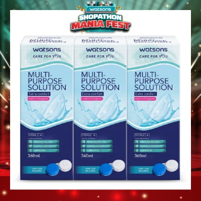 WATSONS - Multi Purpose Solution (Extra Comfort, Made In Singapore, Lens Case Included) 360ml X 3s