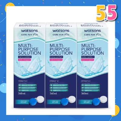 WATSONS Multi Purpose Solution (Extra Comfort, Made In Singapore, Lens Case Included) 360ml X 3s