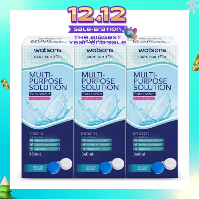 WATSONS Multi Purpose Solution (Extra Comfort, Made In Singapore, Lens Case Included) 360ml X 3s