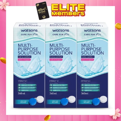WATSONS Multi Purpose Solution (Extra Comfort, Made In Singapore, Lens Case Included) 360ml X 3s