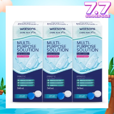 WATSONS Multi Purpose Solution (Extra Comfort, Made In Singapore, Lens Case Included) 360ml X 3s