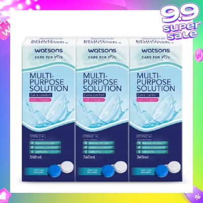 WATSONS Multi Purpose Solution (Extra Comfort, Made In Singapore, Lens Case Included) 360ml X 3s