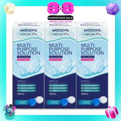 WATSONS - Multi Purpose Solution (Extra Comfort, Made In Singapore, Lens Case Included) 360ml X 3s
