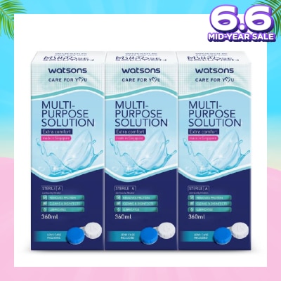 WATSONS Multi Purpose Solution (Extra Comfort, Made In Singapore, Lens Case Included) 360ml X 3s