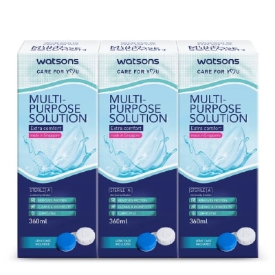 WATSONS Multi Purpose Solution (Extra Comfort, Made In Singapore, Lens Case Included) 360ml X 3s