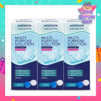 WATSONS Multi Purpose Solution (Extra Comfort, Made In Singapore, Lens Case Included) 360ml X 3s