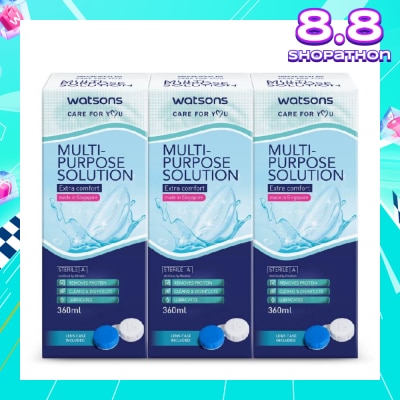 WATSONS Multi Purpose Solution (Extra Comfort, Made In Singapore, Lens Case Included) 360ml X 3s