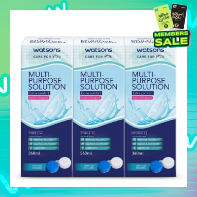 WATSONS Multi Purpose Solution (Extra Comfort, Made In Singapore, Lens Case Included) 360ml X 3s