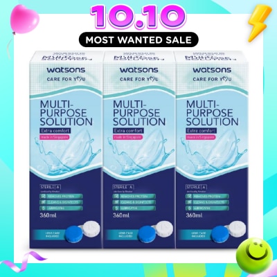 WATSONS Multi Purpose Solution (Extra Comfort, Made In Singapore, Lens Case Included) 360ml X 3s image
