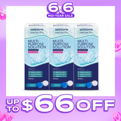 WATSONS - Multi Purpose Solution (Extra Comfort, Made In Singapore, Lens Case Included) 360ml X 3s