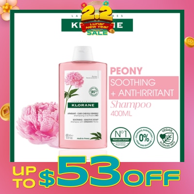 KLORANE Soothing - Sensitive Scalp Peony Shampoo (Gently Cleanses, Soothes & Hydrates) 400ml