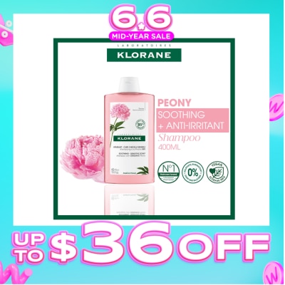 KLORANE - Soothing - Sensitive Scalp Peony Shampoo (Gently Cleanses, Soothes & Hydrates) 400ml