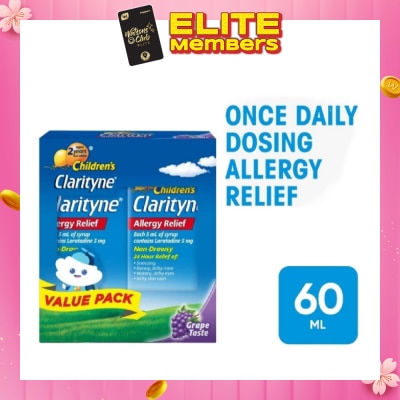 CLARITYNE Syrup Grape (Relief Cold & Allergy Symptoms + Works Within 1 Hour) 60ml X 2s