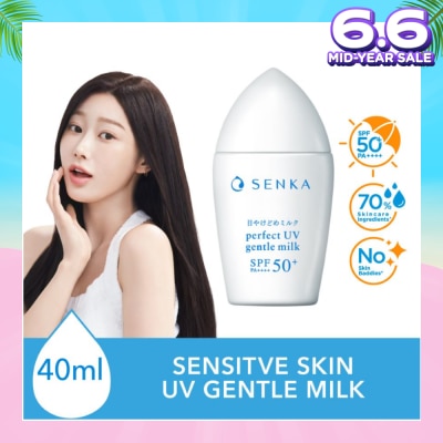 SENKA Perfect Uv Gentle Milk Spf 50+ Pa++++ (Gentle Formula Daily Sunscreen For Sensitive Skin For Face And Body) 40ml