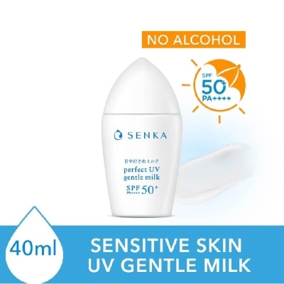 SENKA Perfect Uv Gentle Milk Spf 50+ Pa++++ (Gentle Formula Daily Sunscreen For Sensitive Skin For Face And Body) 40ml