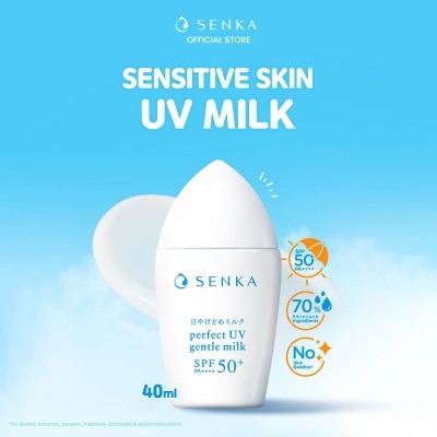 SENKA Perfect Uv Gentle Milk Spf 50+ Pa++++ (Gentle Formula Daily Sunscreen For Sensitive Skin For Face And Body) 40ml