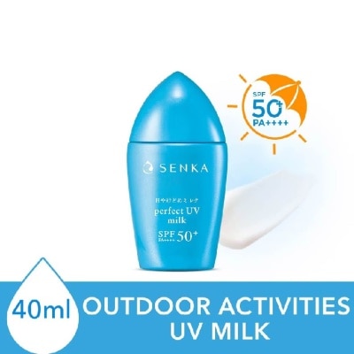 SENKA Perfect Uv Milk Spf 50+ Pa++++ (Sweat And Waterproof Sunscreen With Smooth Milk Texture For Outdoor Use) 40ml