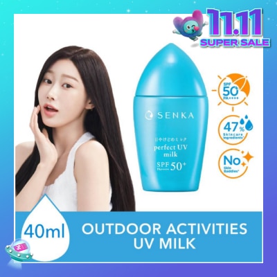 SENKA Perfect Uv Milk Spf 50+ Pa++++ (Sweat And Waterproof Sunscreen With Smooth Milk Texture For Outdoor Use) 40ml