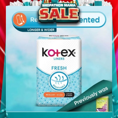 KOTEX - Kotex Fresh Panty Liner Regular Unscented 32s (Longer & Wider)