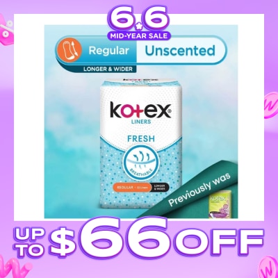 KOTEX - Kotex Fresh Panty Liner Regular Unscented 32s (Longer & Wider)