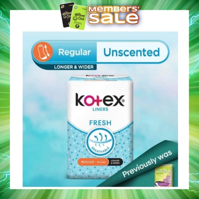 KOTEX - Kotex Fresh Panty Liner Regular Unscented 32s (Longer & Wider)