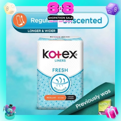 KOTEX - Kotex Fresh Panty Liner Regular Unscented 32s (Longer & Wider)