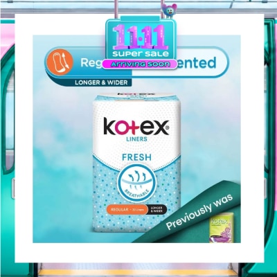 KOTEX Kotex Fresh Panty Liner Regular Unscented 32s (Longer & Wider) image