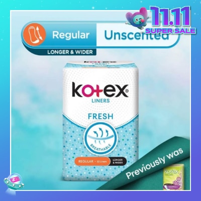 KOTEX Kotex Fresh Panty Liner Regular Unscented 32s (Longer & Wider)