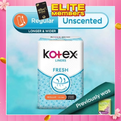 KOTEX Kotex Fresh Panty Liner Regular Unscented 32s (Longer & Wider)