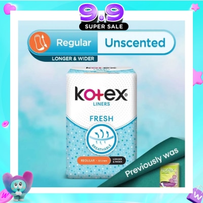 KOTEX - Kotex Fresh Panty Liner Regular Unscented 32s (Longer & Wider) image
