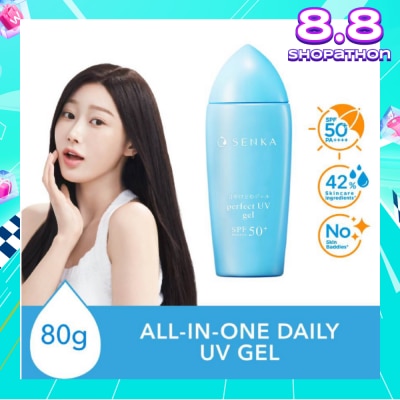 SENKA Perfect Uv Gel Spf 50+ Pa++++ (Moisturising Sunscreen With Watery Breathable Gel Texture  For Daily Use On Face) 80ml