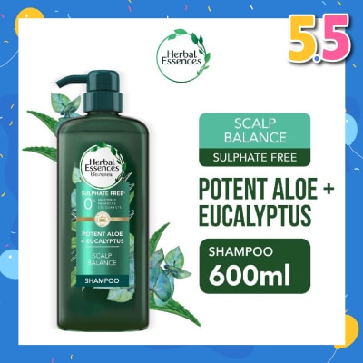 HERBAL ESSENCES Potent Aloe And Eucalyptus Shampoo (Restores Balance To The Scalp And Makes It Soft And Healthy) 600ml